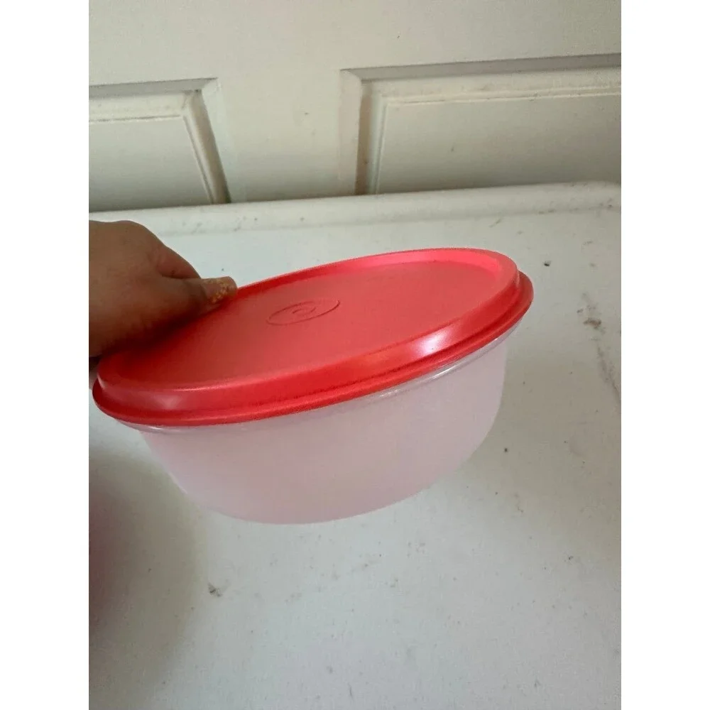 New Red Tupperware Food Drink Storage Bowls Containers Mix Lot 6 Piece Set